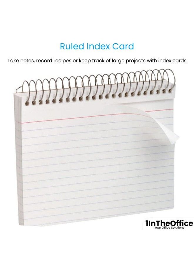 1InTheOffice - 4X6 Spiral Bound Index Cards Ruled Index Card Lined Index Card White 50 Cards Pack 6 Pack - Image 1