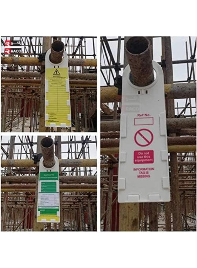 حامل سقالة مع 10 علامات و20 إدراج + 2 قلم تحديد، علامات فحص سلامة السقالات للإنشاءات، لا تستخدم – تحذير (مجموعة 32 قطعة) - Image 3