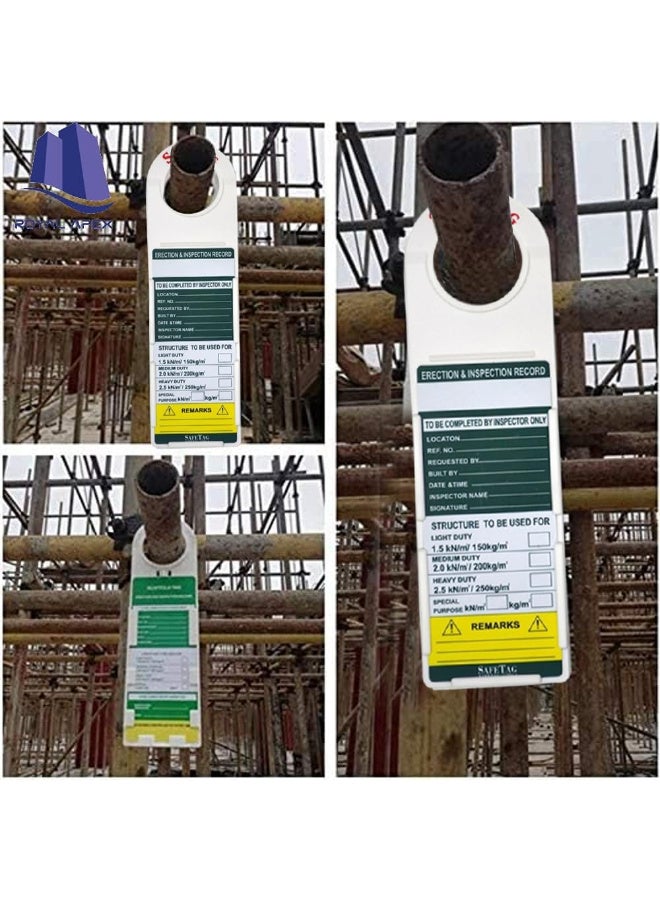 حامل سقالة مع 10 علامات و20 إدراج + 2 قلم تحديد، علامات فحص سلامة السقالات للإنشاءات، لا تستخدم – تحذير (مجموعة 32 قطعة) - Image 5