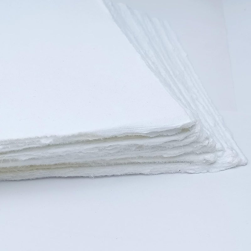 Etailor Handmade Cotton Deckle Edge Paper Loose Leaf Sheets 130 GSM Ivory White (Pack of 1-5x7-20-Sheets) - Image 2