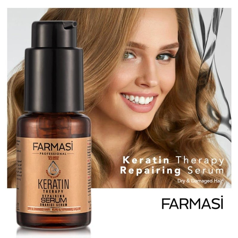 FARMASI سيروم الشعر بالكيراتين من فارمسي، مكثف لجميع أنواع الشعر بما في ذلك الشعر المجعد والمتموج، يساعد على تجديد الشعر، مما يجعله ناعماً ولامعاً، 1 أونصة سائلة / 30 مل - Image 3