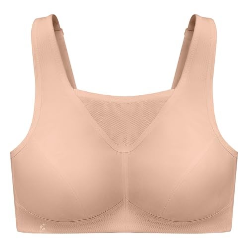 Glamorise Full Figure Plus Size No-Bounce Camisole Sports Bra Wirefree #1066 Café - Image 3