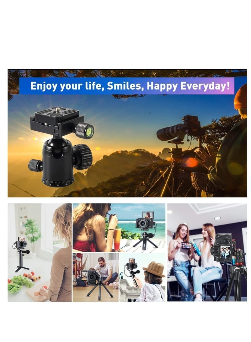 Captaintech Mini Tripod Ball Head 360° Panoramic Camera with 1/4" Screw 3/8" Thread Mount and Arca Swiss QR Plate Metal Ball Joint for Monopod, DSLR, Phone, GP,Telescope, Max Load 22lbs/10kg - Image 3