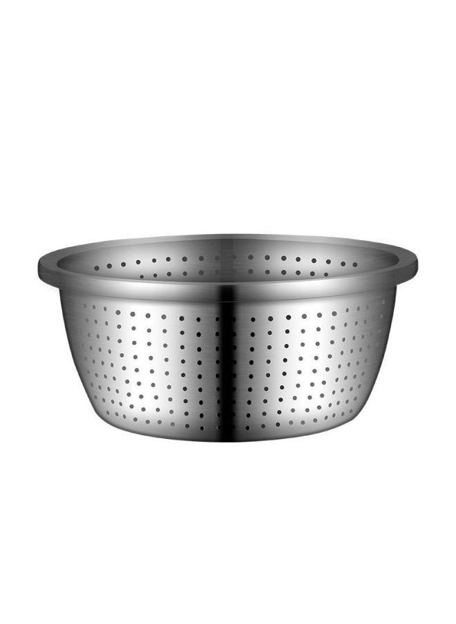 Generic - 304 Stainless Steel Basin Food Grade Thickened Grater Basin Rice Washing Sieve Kitchen Vegetable Washing Basin Draining Basin Egg Bowl With Lid-规格:304不锈钢沥水盆-颜色:22cm - Image 1