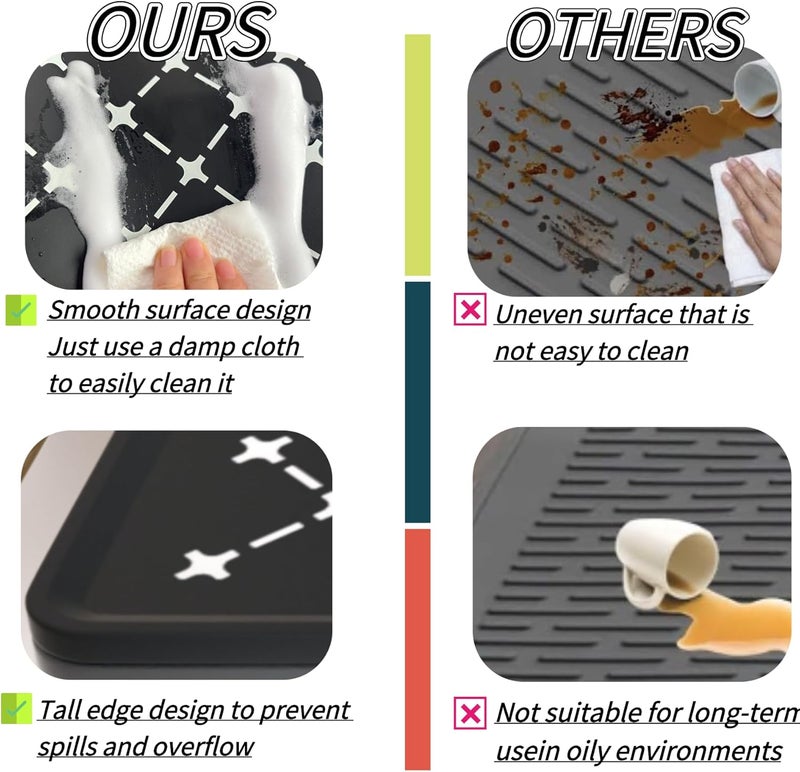 غطاء حماية لسطح الموقد الكهربائي - حصيرة سطح موقد زجاجي 30 × 21 بوصة حصيرة موقد حثي للفرن للسيراميك وحصائر أسطح المركبات الترفيهية مقاومة للحرارة ح��يرة تجفيف الأطباق - أسود - Image 4
