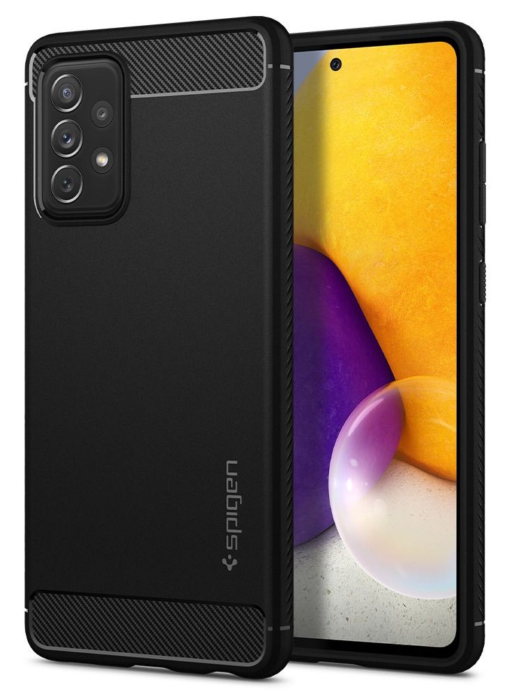 Spigen Rugged Armor Protective Case Cover for Samsung Galaxy A72 - Matte Black - Image 1