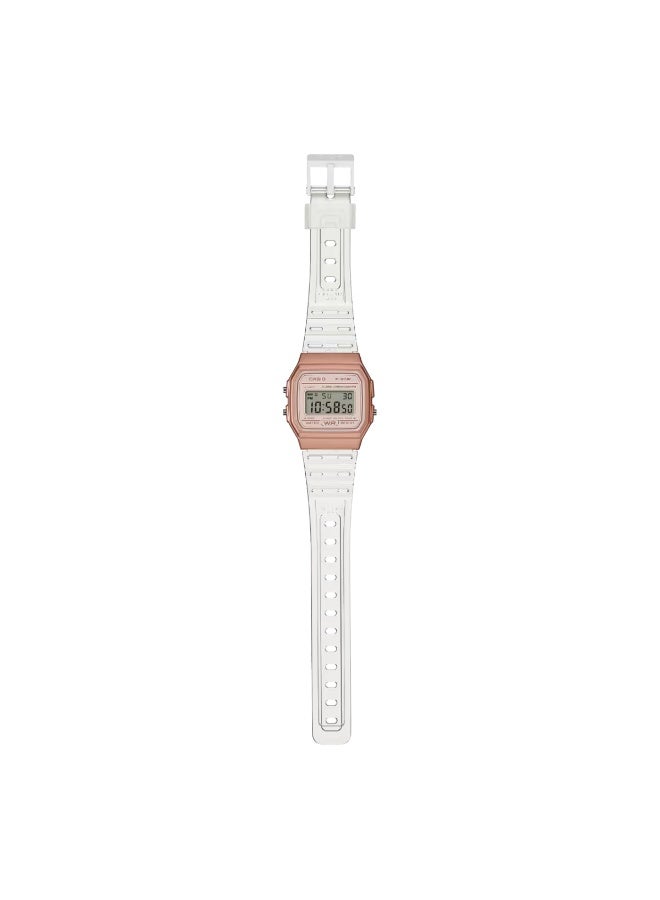 CASIO Vintage Digital Unisex Watch F-91WS-7A3, 38.2mm Rose Gold Resin Case & Transparent Resin Strap, LED Light, Stopwatch, Alarm, 30 m WR - Image 2