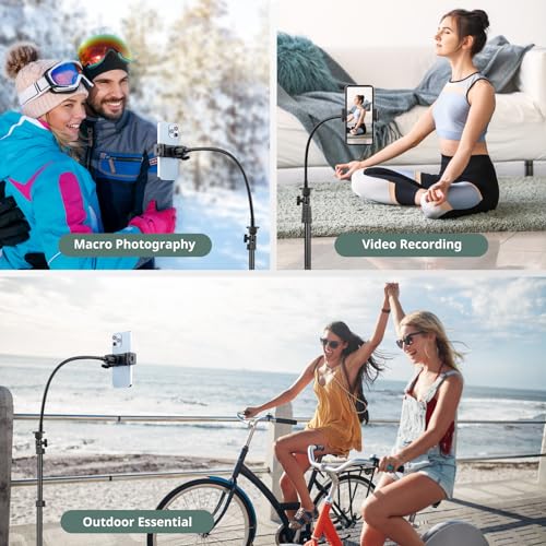 Sensyne 92 Cell Phone Tripod Selfie Stick Tripod with 165 Flexible Gooseneck Overhead Phone Stand for Video Recording Photography Compatible with Phone Camera - Image 3