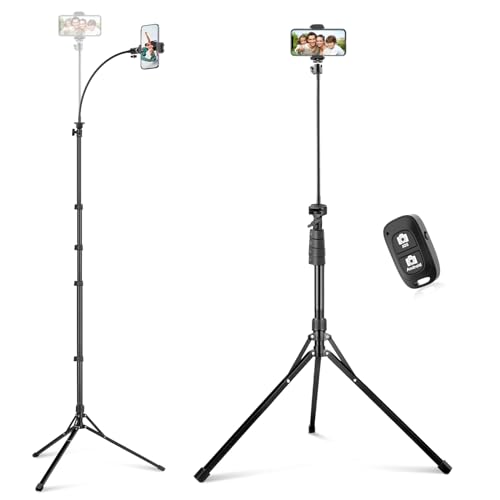 Sensyne 92 Cell Phone Tripod Selfie Stick Tripod with 165 Flexible Gooseneck Overhead Phone Stand for Video Recording Photography Compatible with Phone Camera - Image 1