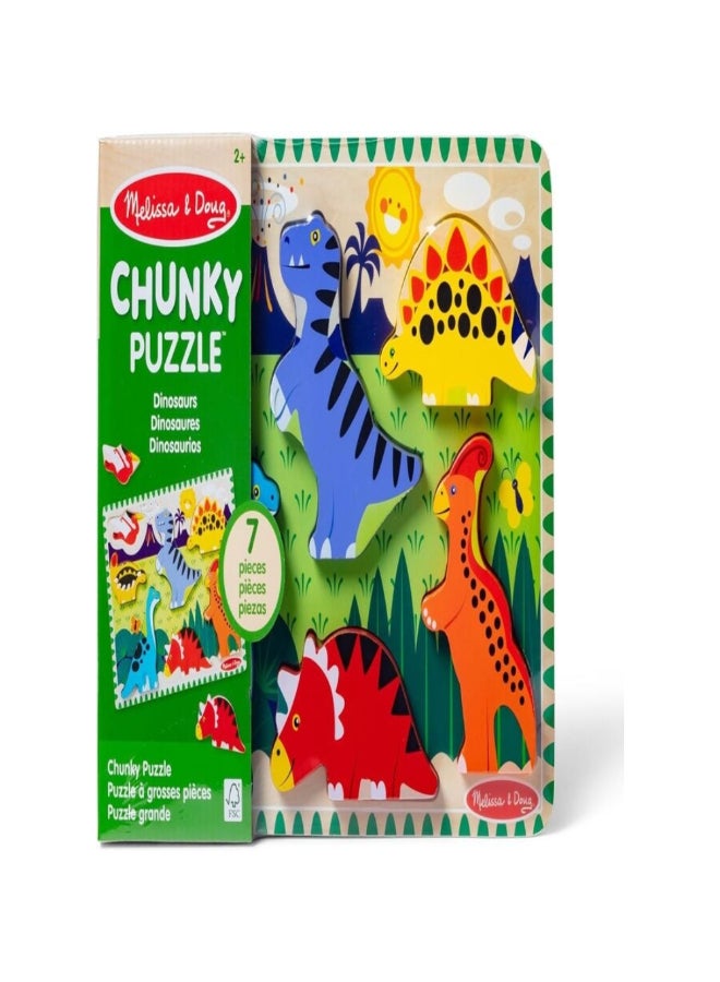 Melissa & Doug Creative Wooden Dinosaur Chunky Puzzle Multicolour 30.33 x 2.54 x 22.71 cm SMD6073166 - Image 1