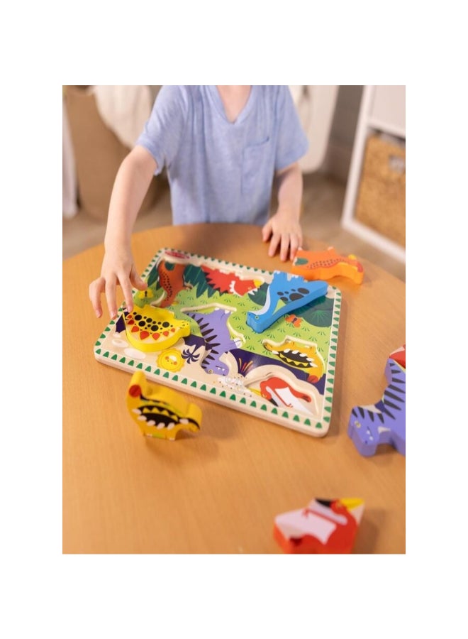 Melissa & Doug Creative Wooden Dinosaur Chunky Puzzle Multicolour 30.33 x 2.54 x 22.71 cm SMD6073166 - Image 3