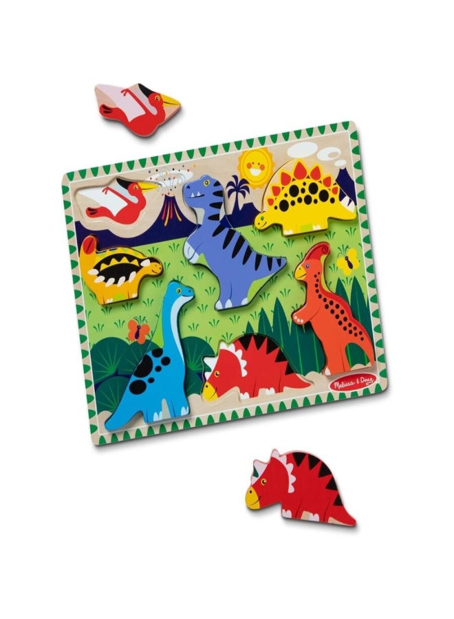 Melissa & Doug Creative Wooden Dinosaur Chunky Puzzle Multicolour 30.33 x 2.54 x 22.71 cm SMD6073166 - Image 2