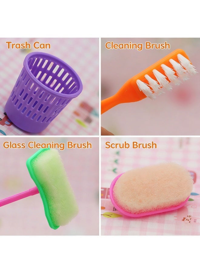 Uthriyya 9-Piece Mini Pretend Play Mop Broom House Cleaning Furniture Tools Kit Toy - Image 2