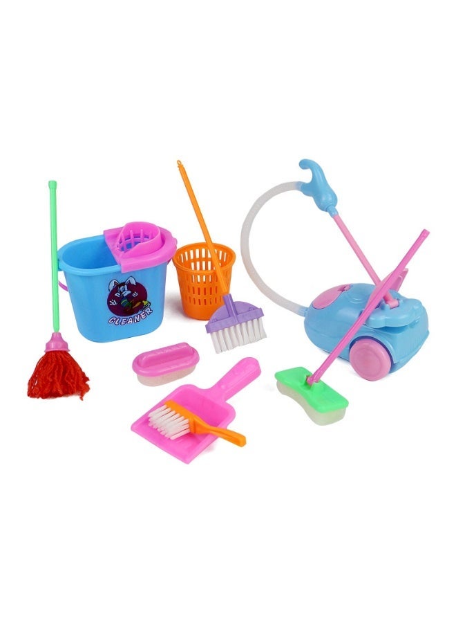 Uthriyya 9-Piece Mini Pretend Play Mop Broom House Cleaning Furniture Tools Kit Toy - Image 1