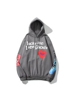 Generic Kanye West Kids See Ghost Heart Graffiti Print Cotton Hoodie Sweatshirt Street Style Long Sleeve Unisex Casual Wear Dark gray  - Image 4
