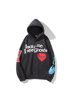 Generic Kanye West Kids See Ghost Heart Graffiti Print Cotton Hoodie Sweatshirt Street Style Long Sleeve Unisex Casual Wear Dark gray  - Image 2