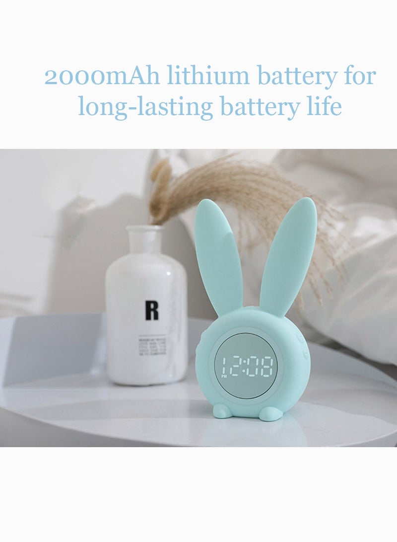Green Rabbit Alarm Clock Luminous Rabbit Alarm Clock Cartoon Rabbit L LED Silicone Bed Light Multifunctional Home Desktop Decorations Timed Night Light for Kids with Lithium Battery - Image 2