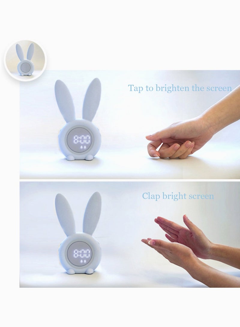 Green Rabbit Alarm Clock Luminous Rabbit Alarm Clock Cartoon Rabbit L LED Silicone Bed Light Multifunctional Home Desktop Decorations Timed Night Light for Kids with Lithium Battery - Image 4