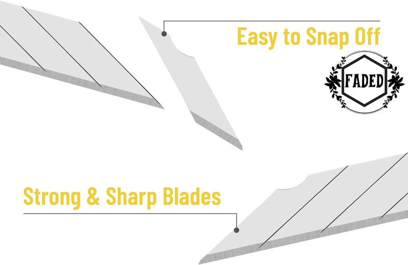 Faded 9mm Replacement Paper Cutter Blades – Sharp, Durable Steel Utility Knife Refills – Precision Cutting Blades for Office, Art, Craft, DIY & Stationery Use (Pack of 50pcs) - Image 4
