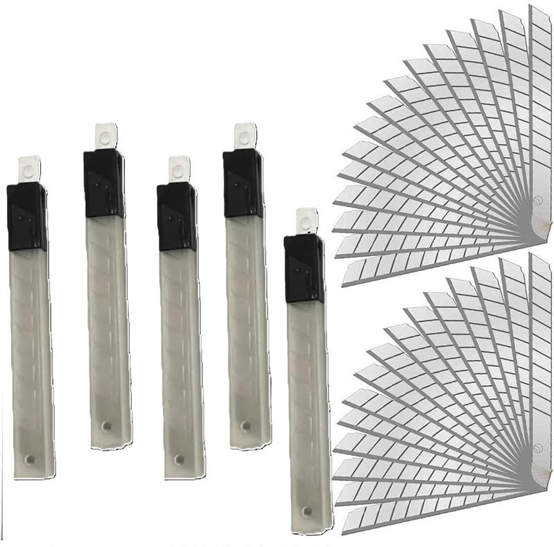 Faded 9mm Replacement Paper Cutter Blades – Sharp, Durable Steel Utility Knife Refills – Precision Cutting Blades for Office, Art, Craft, DIY & Stationery Use (Pack of 50pcs) - Image 1