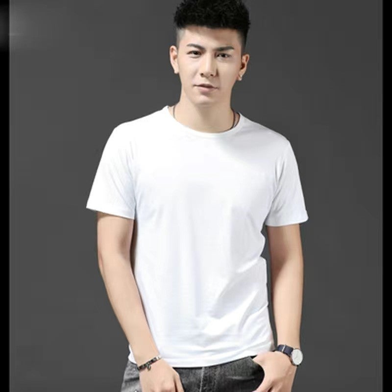 Summer Round Neck Ice Silk Short-Sleeved T-Shirt Men'S Casual Breathable Large Size Half-Sleeved T-Shirt Top Trendy Shirt - Image 1