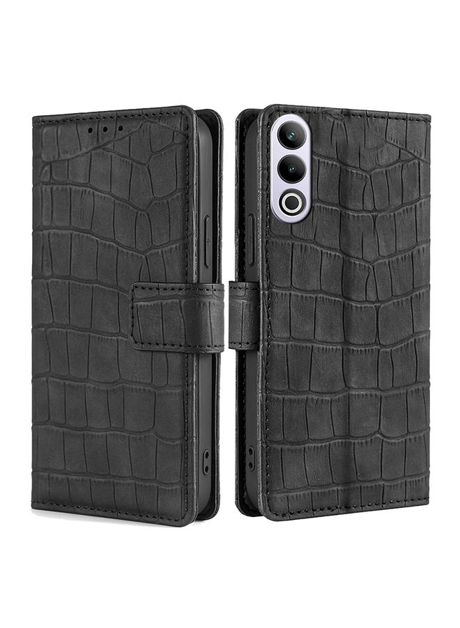 حافظة هاتف جلدية بمشبك مغناطيسي لهاتف OnePlus Ace 3V 5G (أسود)