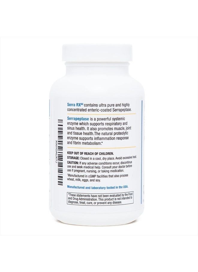 Biomedic Labs RX - Serra-RX 80,000 SU Serrapeptase - Enteric Coated Proteolytic Systemic Enzyme, Non-GMO, Gluten Free, Vegan, Supports Sinus & Lung Health, 180 Veg Capsules - Image 1