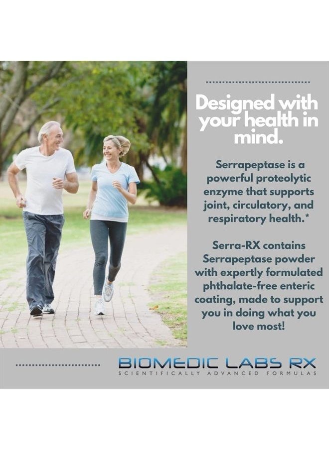 Biomedic Labs RX - Serra-RX 80,000 SU Serrapeptase - Enteric Coated Proteolytic Systemic Enzyme, Non-GMO, Gluten Free, Vegan, Supports Sinus & Lung Health, 180 Veg Capsules - Image 1