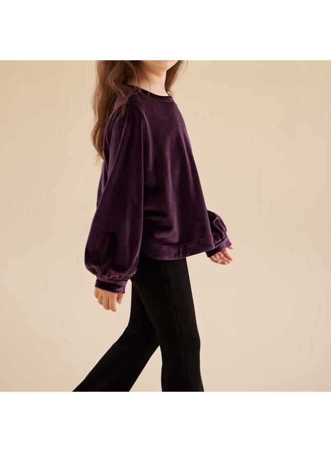 Chenchen Mom Velvet Long Sleeve T-shirt Autumn Winter New Stylish Versatile Layered Loose Elegant Parent-child Outfit - Image 3