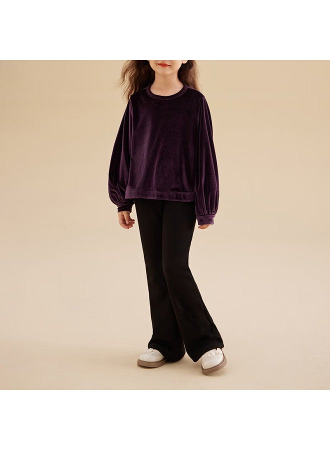 Chenchen Mom Velvet Long Sleeve T-shirt Autumn Winter New Stylish Versatile Layered Loose Elegant Parent-child Outfit - Image 1