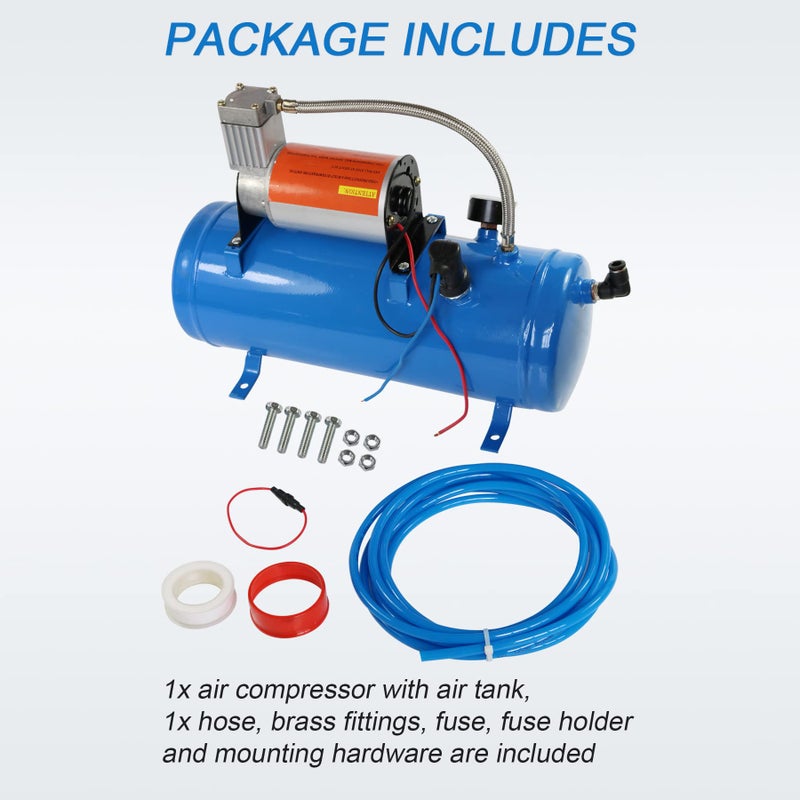 JDMSPEED ضاغط هواء جديد 150PSI DC 12V مع خزان سعة 6 لترات 1.6 جالون لصفارات القطارات وإطارات المنازل المتنقلة - Image 2