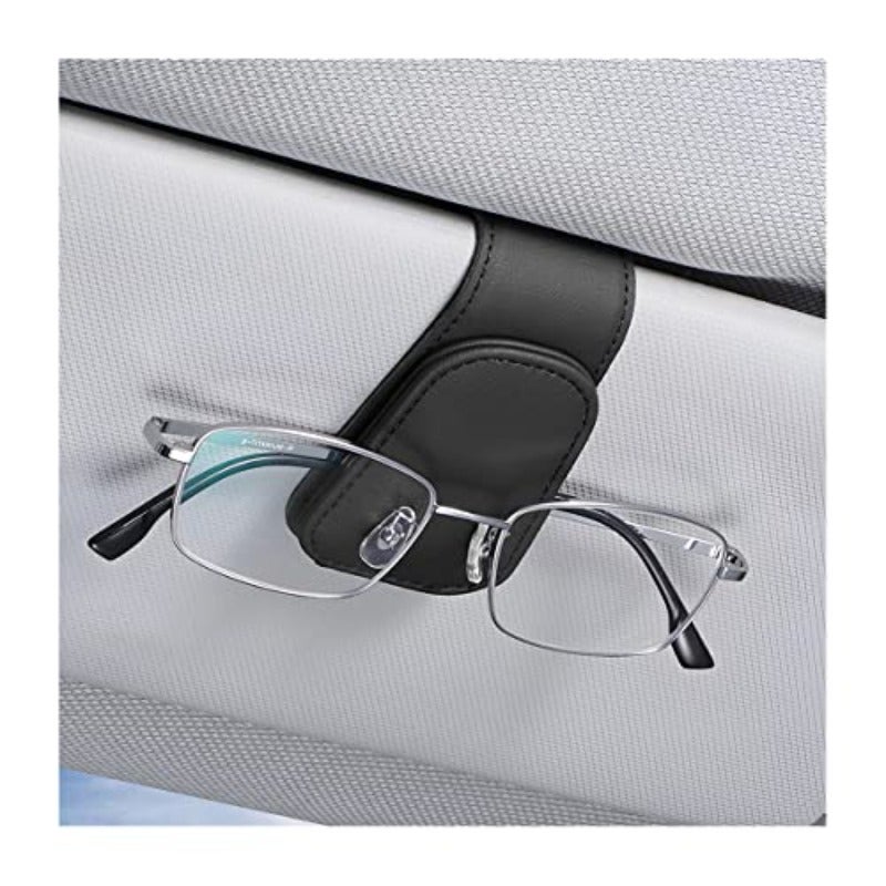 AICEL Sunglasses Holders for Car Sun Visor Leather Eyeglasses Hanger Mounter Magnetic Glasses Holder and Ticket Card Clip Auto Interior Accessories Universal for SUV Pickup Truck Leather Eyeglasses Hanger Mounter Magnetic Glasses Holder and Ticket Card Clip Car Accessories Universal Fit - Image 1