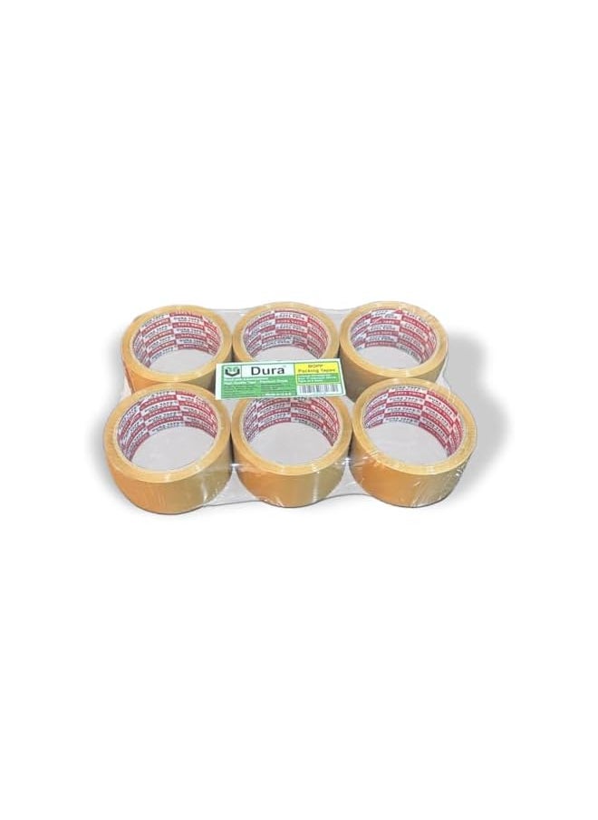 Dura - Dura® Brand Brown packaging Tape 48mm x 50Yards (45.72M) x 6Pcs Pack, Strong Adhesive for Home and Industrial Packaging, sealing and Bundling - Image 1