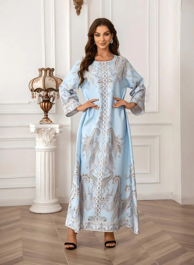 تايك تو جلابية مزينة بطبعة جرافيك ولؤلؤ صناعي