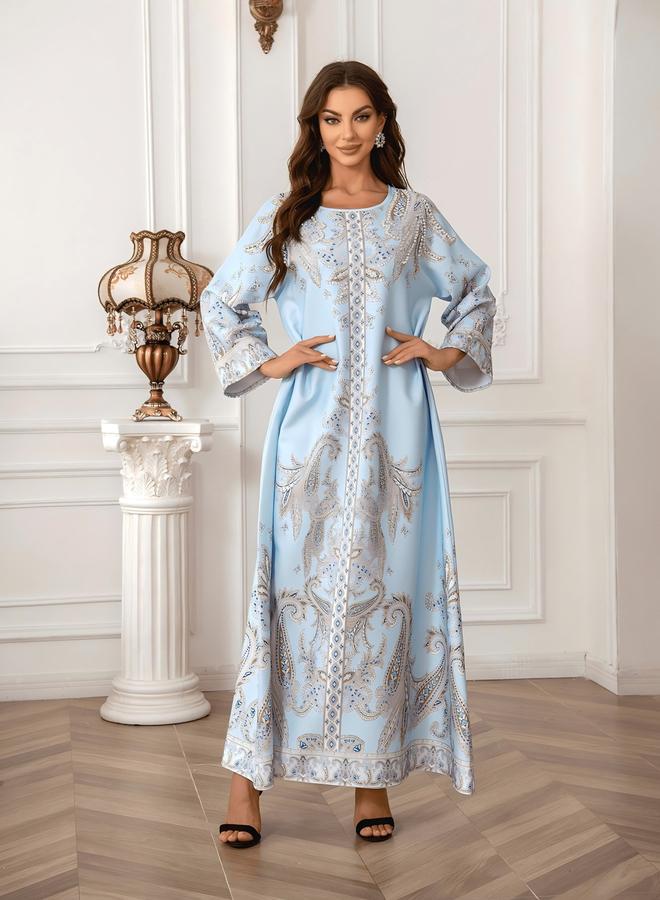 Take Two Graphic Print Embellished Faux Pearl Jalabiya - Image 1