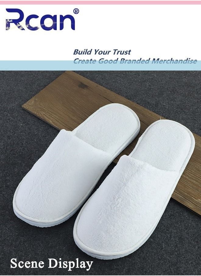 Rcan 5 Pairs Disposable Adult Guests Slippers, Closed Toe Bulk for Shoeless Home Multicolor Cotton Slipper for Indoor Hotel SPA Travel  - Image 2