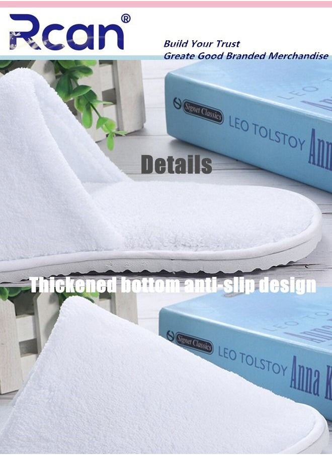 Rcan 5 Pairs Disposable Adult Guests Slippers, Closed Toe Bulk for Shoeless Home Multicolor Cotton Slipper for Indoor Hotel SPA Travel  - Image 3