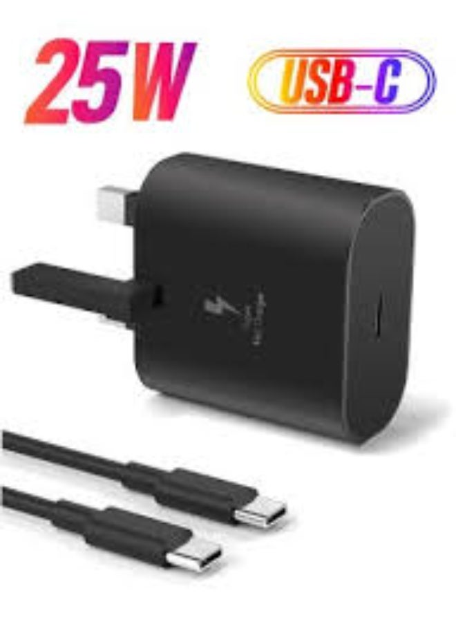 25W for Samsung Phone Fast Charger for S23, S23+, S23 Ultra, S22, S22+, S22 Ultra, S21, S21 Ultra, S21+, S20, A33, A72, A71, A53, A52, A51, A50, M33 USB C Cable and Plug Charge - Image 1