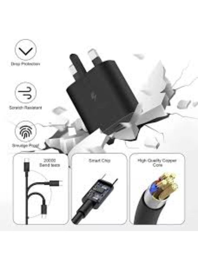 25W for Samsung Phone Fast Charger for S23, S23+, S23 Ultra, S22, S22+, S22 Ultra, S21, S21 Ultra, S21+, S20, A33, A72, A71, A53, A52, A51, A50, M33 USB C Cable and Plug Charge - Image 2