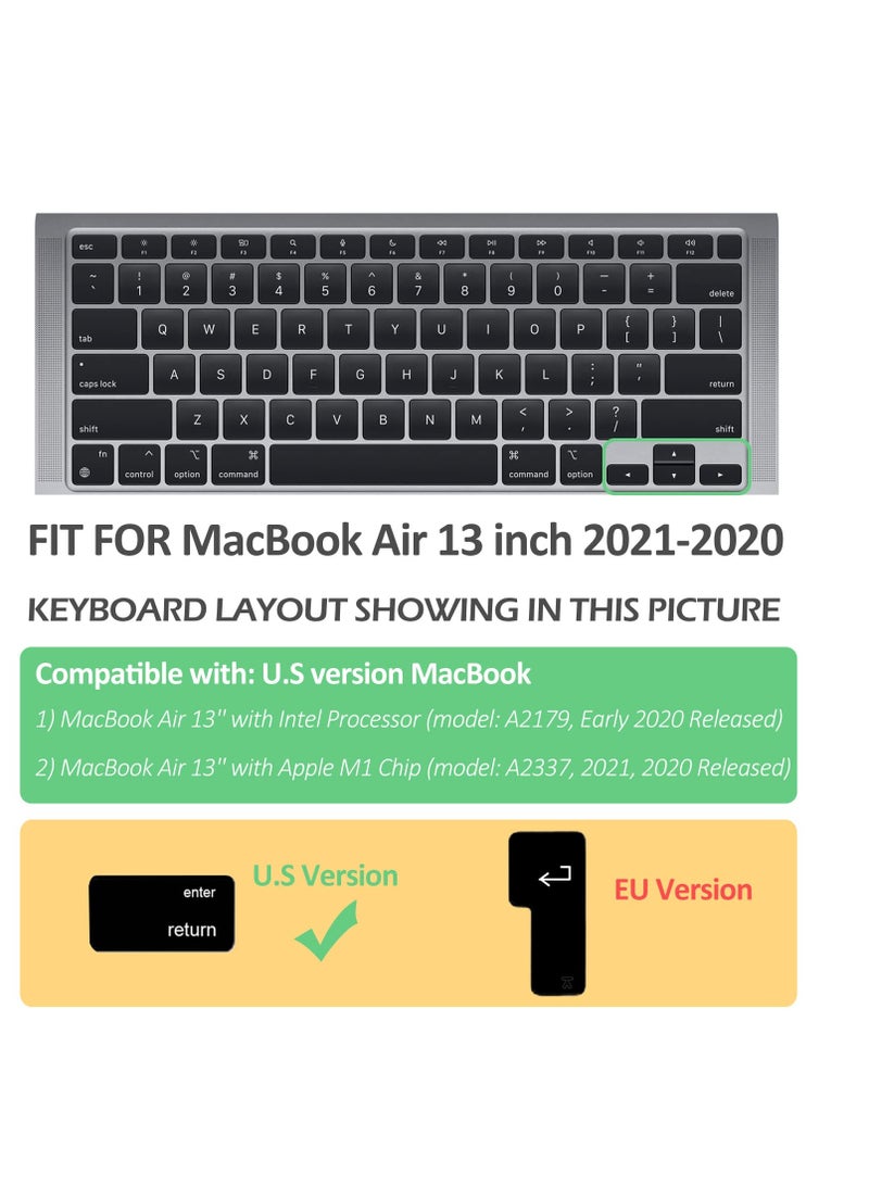 Arabic Language Ultra Thin Silicone Keyboard Cover for 2021 2020 MacBook Air 13 Inch A2179 and A2337 Apple M1 Chip US Layout with Touch ID Accessories Protective Skin - Image 3