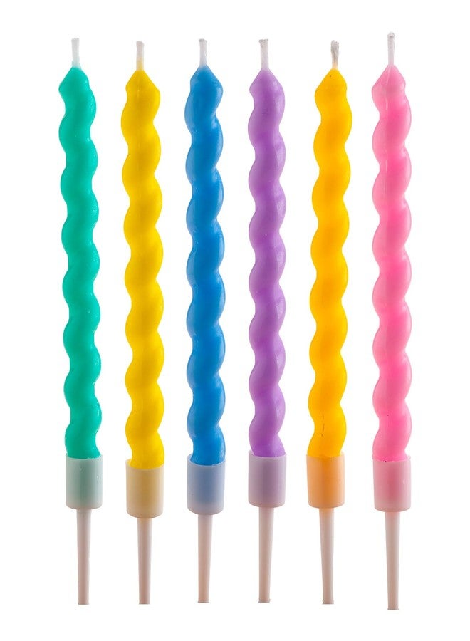 Dekora, Candy Coloured Decoration, Spiral Taper Candles, 6 Colours, 6 Candles - Image 1