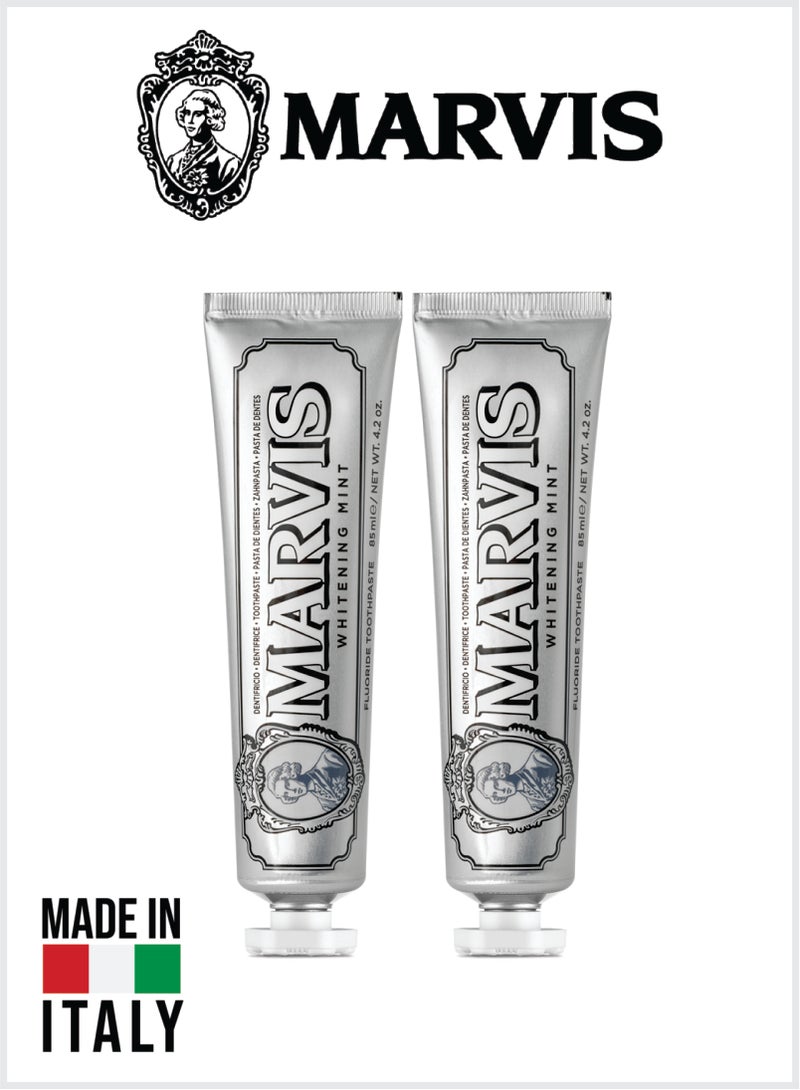 Marvis Whitening Mint Toothpaste, Intense Fresh Breath, Plaque & Cavity Protection 85ML Pack Of 2