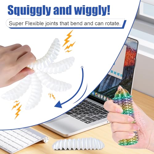 comwish Little Ouchies Pain Fidget Portable Stim Tool Fidget Toy for Adults Pain Stim Fidget 3D Printed Spiky Grippie Stim Keychain for Anxiety Relief Novelty Gifts RainbowColored4pcs - Image 5