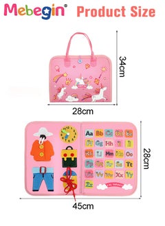 MEBEGIN 7 in 1 Montessori Busy Board Toys, Sensory Board with Number, Shape, Color, Animal, Weather, Developing Sensory Toy for Fine Motor Skills, Portable Travel Toy, Made of High Quality Felt Fabrics, Ideal Gift for Kids  - Image 3