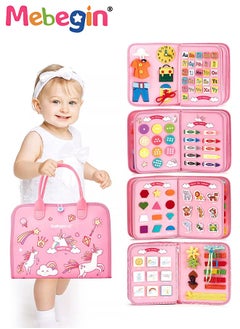 MEBEGIN 7 in 1 Montessori Busy Board Toys, Sensory Board with Number, Shape, Color, Animal, Weather, Developing Sensory Toy for Fine Motor Skills, Portable Travel Toy, Made of High Quality Felt Fabrics, Ideal Gift for Kids  - Image 2