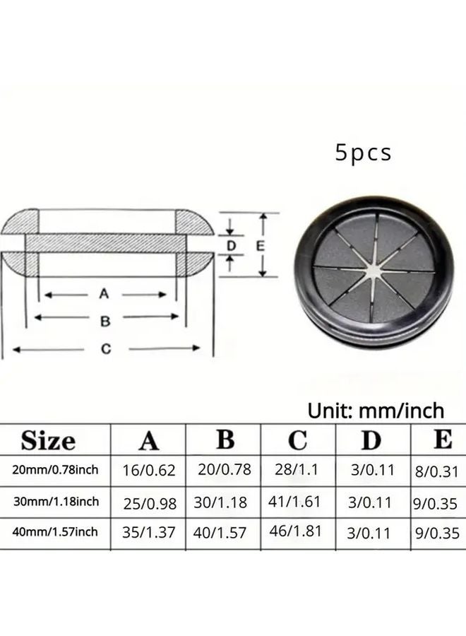 5pcs 30mm Black Rubber Grommet Blanking Hole Plug Electrical Wire Protective Gasket - Image 1