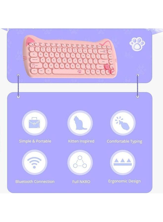 NIBEMINENT A3060 Portable Wireless Keyboard Mouse Combo Pink  - Image 4