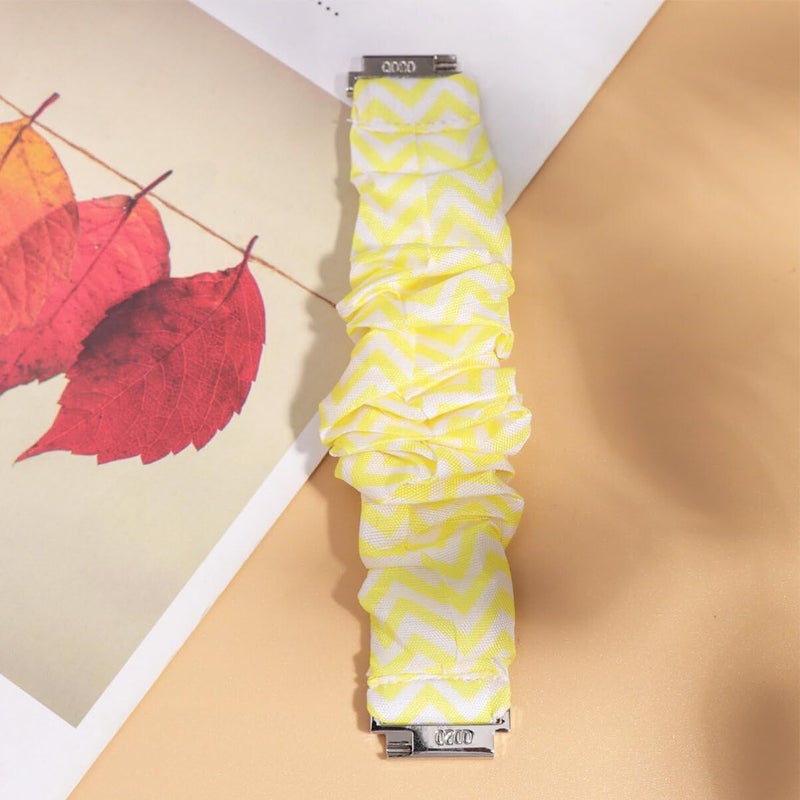 سوار ساعة أصفر من النوع Scrunchies مقاس 20 مم، أشرطة مرنة ناعمة متوافقة مع ساعة Galaxy Watch 6, 5, 4، وActive 2 بأحجام 40 مم و44 مم. - Image 2