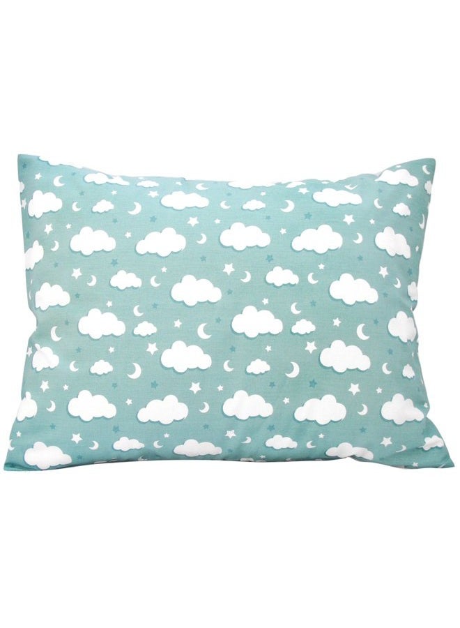 Comfy Turtles Kids Toddler Pillowcase 13x18 , 100% Cotton, Soft Pillow Cover for Wonderful Sleep and Dreams, Design for Boys and Girls (Green Clouds) - Image 1