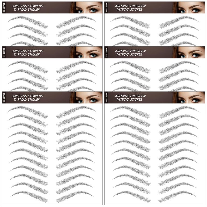 Aresvns Eyebrow Tattoo Sticker 66 Pairs Newly Improved 4D Black Fake Eyebrows Waterproof and LongLasting 35 DaysSuitable SizesPopular Eyebrow Shape Eyebrow Transfers Sticker Gift